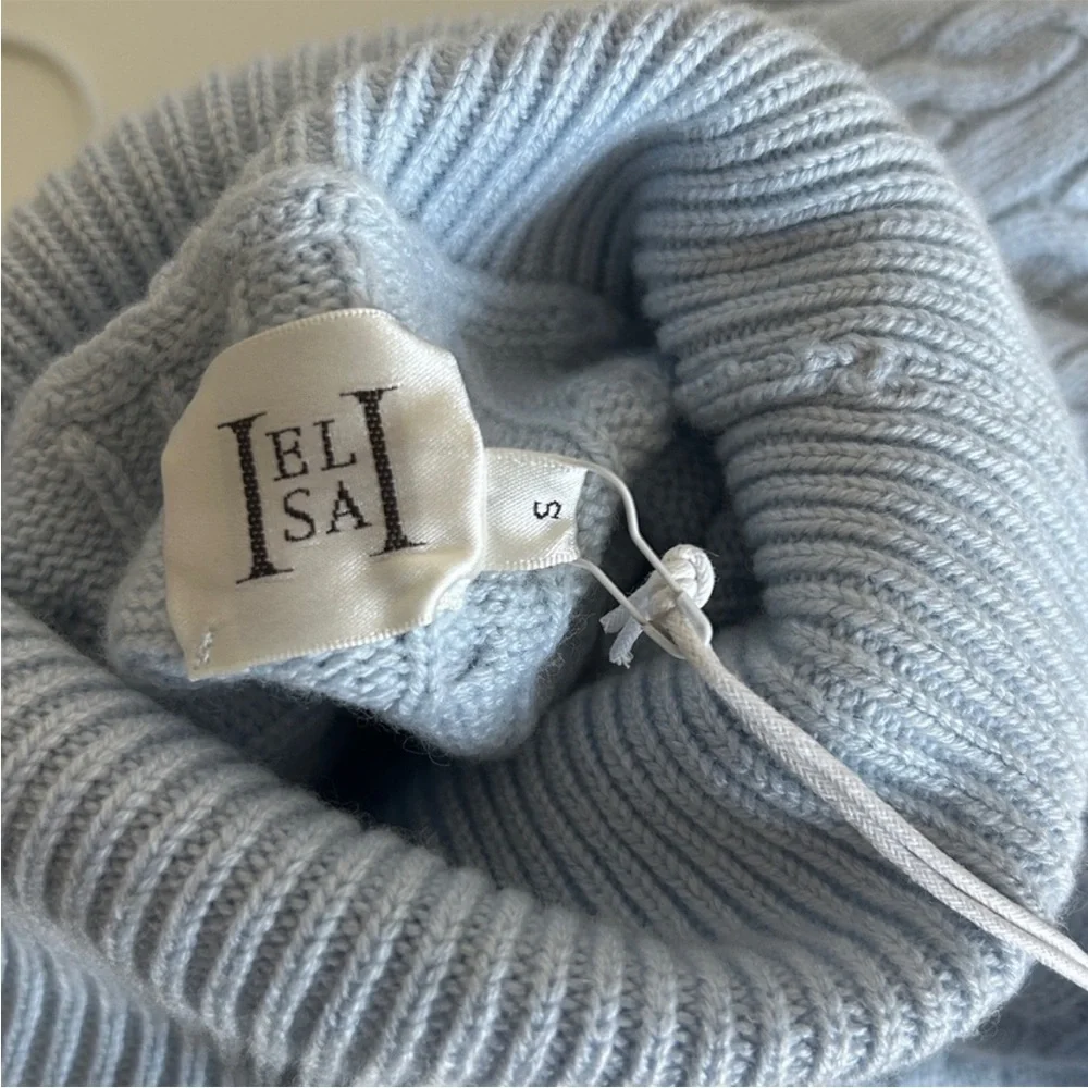 Helsa Shai Cable Knit Maxi Dress Pale Blue NWT - Picture 7 of 9